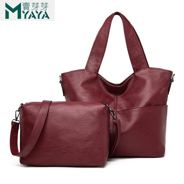

women handbag leather women shoulder bags 2 sets designer messenger bags ladies casual tote sac a main