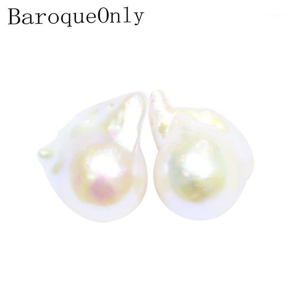 

baroqueonly natural white freshwater baroque pearls a pair naked beads for diy earrings jewelry making bg1