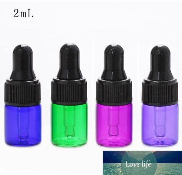 Ambra trasparente blu verde viola rosso mini bottiglie di vetro fiale da 2 ml di olio essenziale con coperchi contagocce neri per eliquid SN1282