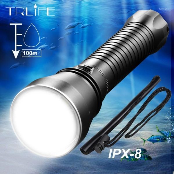 

flashlights torches ipx8 xhp70.2 led waterproof scuba diving dive underwater 100m lamp light camping lanterna by 26650 battery1
