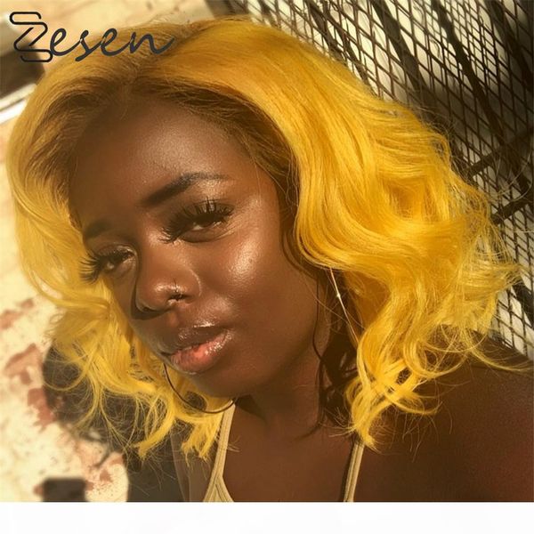 

zesen ombre pink yellow wave wig synthetic13*4 lace front wig for womem heat resistant fiber cosplay wig, Black