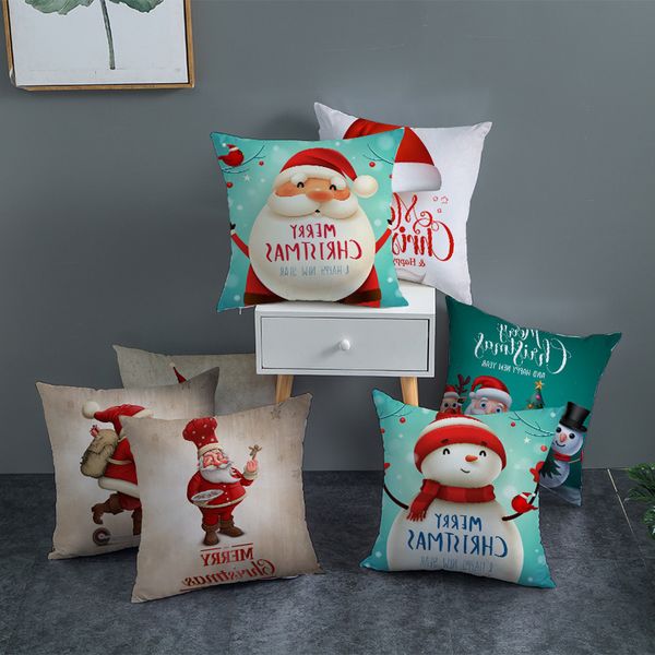 

comfortable cushion covers cute cartoon santa christmas gift claus pillow cover for sofa home decoration throw pillowcases 45x45cm