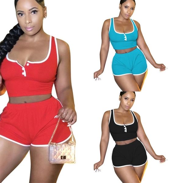 

women tracksuit solid color sleeveless crop shorts short pants casual two piece clothing outfits casual sports suits h2207, White