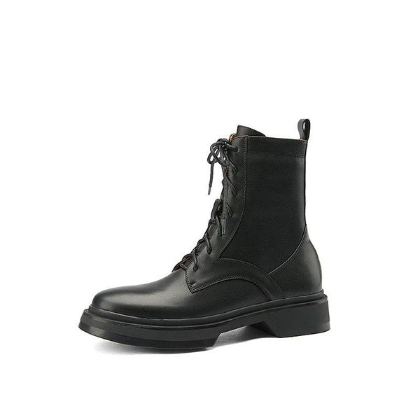 

2020 female motorcycle short boots winter warm women cross-tied ankle boots party basic shoes woman chunky heels, Black