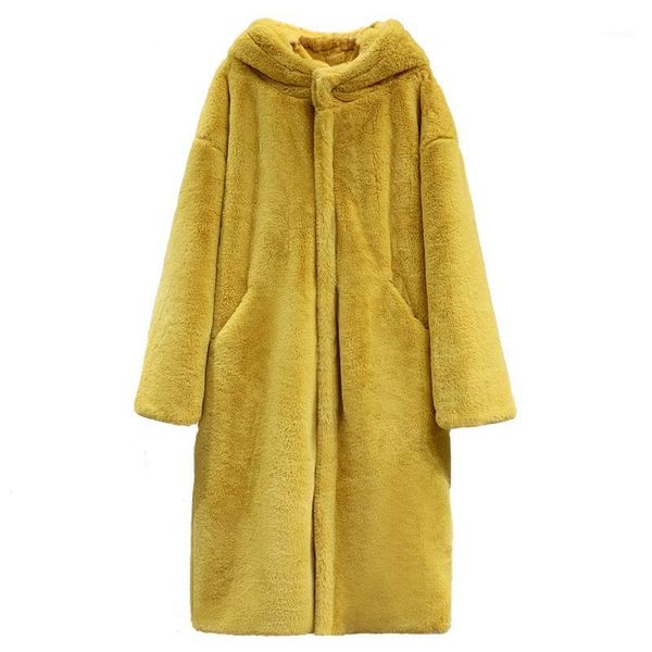 

oversized winter coat warm hooded jacket women thicken long coat faux fur women casual fur faux jacket parka outwear1, Black