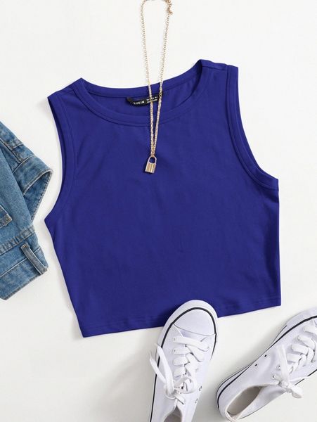 

solid crop tank e3o3#, White