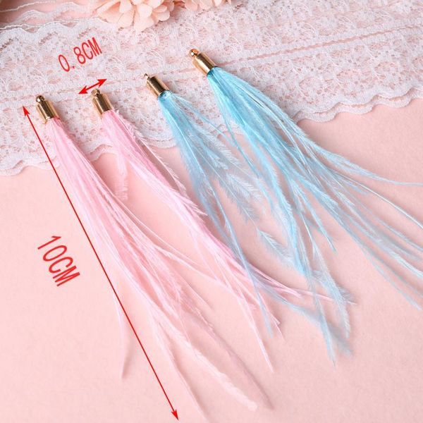 

10pcs colorful feather cap tassel ornament diy earrings jewelry sewing decorative pendant long tassels handmade craft supplies h jllwua