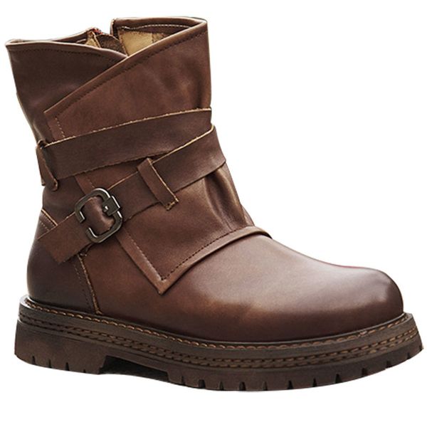 

мартин кожаный женский британский стиль осенью новая зимняя середина трубки ручной работы вручную ретро кожа v1w2, Black