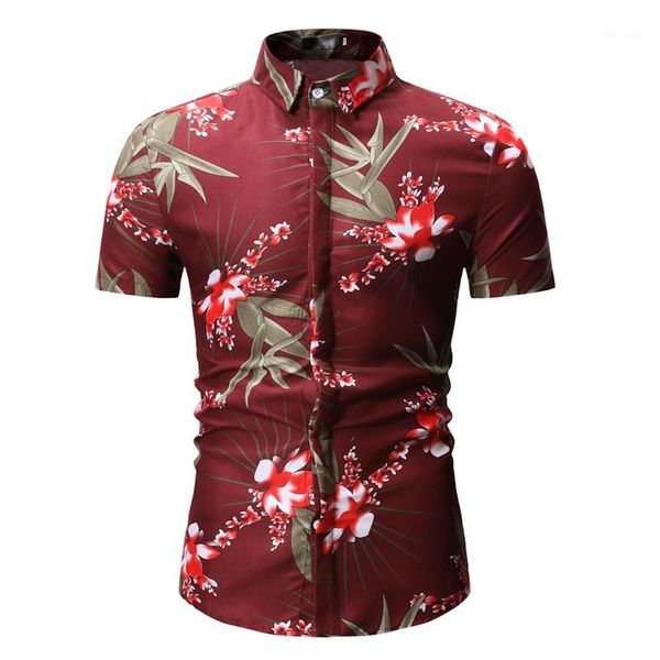 

summer new men shirt 3d printing casual flower shirt beach hawaiian men casual short-sleeved hawaiian petticoat1, White;black