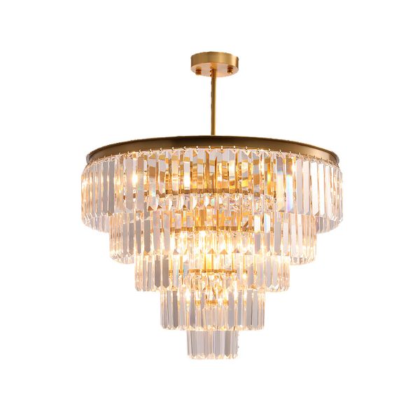 Luzes pendentes de cobre luxuosas contemporâneas para hotel villa casa decoração do saguão estilo americano lâmpada suspensa de cristal multicamada lâmpada LED E14