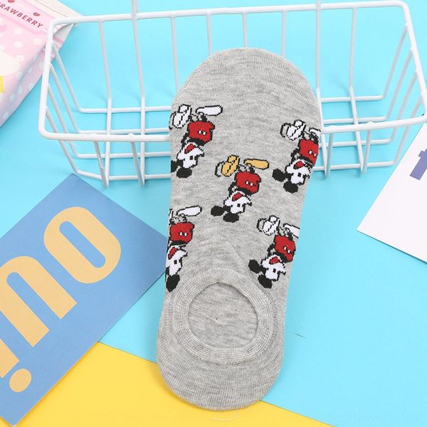 

дети невидимого лето новые женщин хлопка корейские невидимый мультфильм неглубокие носки силиконовых противоскользящих лодка носки силикон л, Black