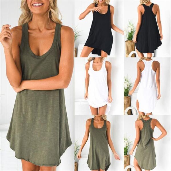 

summer cotton dress women sleeveless beach black dress casual loose tank dress female sundress plus size fashion clothing, Black;gray