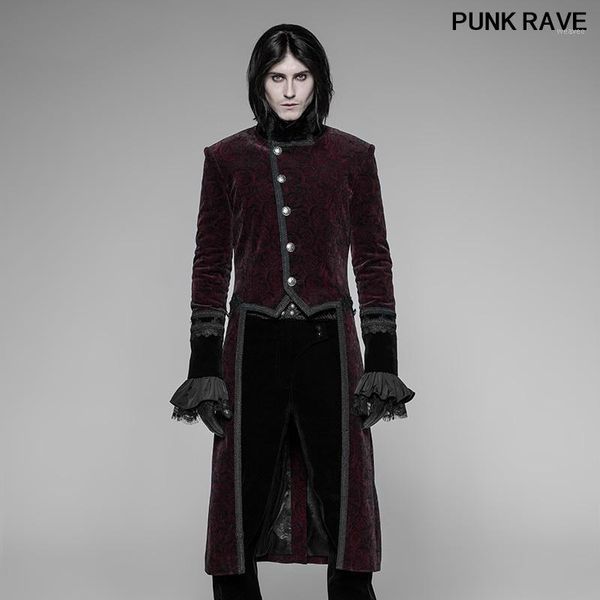 

retro personality club party woolen winter long jacket gothic standing collar men swallow tail coat punk rave wy-942lcm1, Tan;black