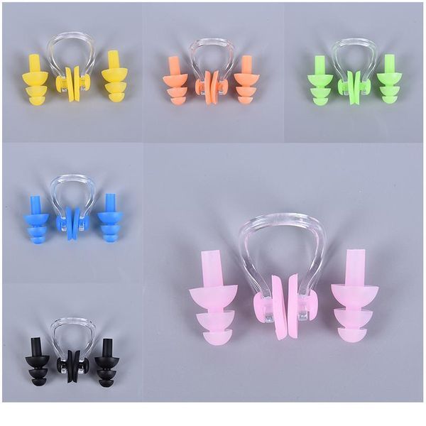 

1set anti-noise earplugs nose clip case protective waterproof protection ear plug sile swim dive supplies security bbyjys