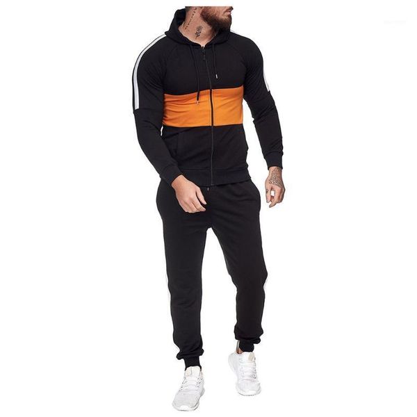 

2020 fashion mens sets splicing zipper print sweatshirt pants sport suit comfortable to wear tracksuits leisure sportwear #31, Gray
