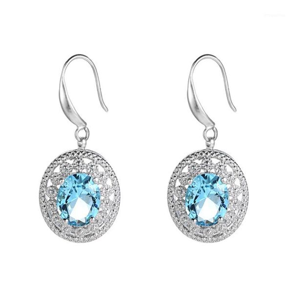 

classic natural stone sea blue drop earrings fashion jewelry women dangle earring for girl gift aretes de mujer modernos 20201, Silver