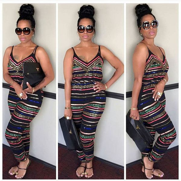 

plus size fashion women laides stripe sleeveless v-neck romper trousers holiday new summer beach print jumpsuit, Black;white