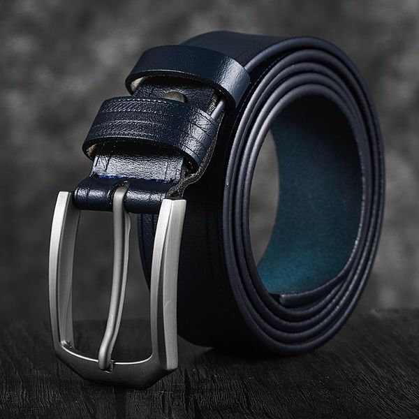 

men leather belt blue/black/green/brown male waist belt men casual 100-130cm, Black;brown