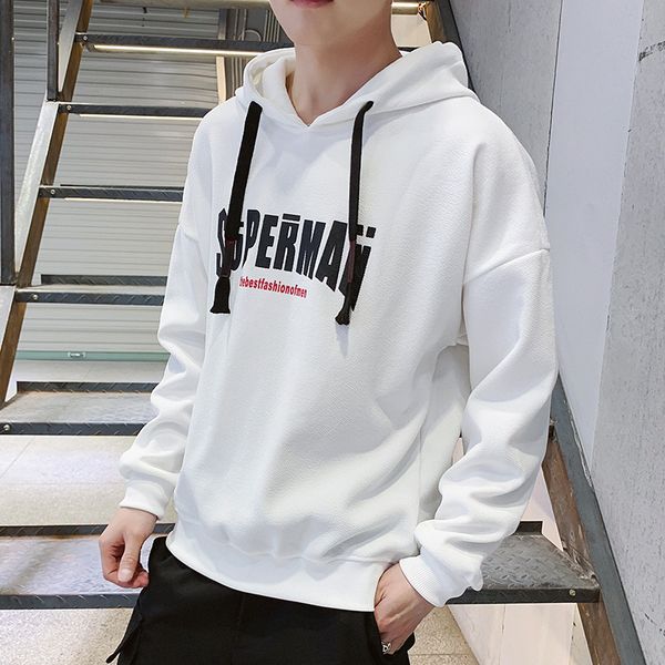 

men hoodies pullover, fashion workout sweatshirts solid color shirt spring round neck men's wear long sleeve loose, Black