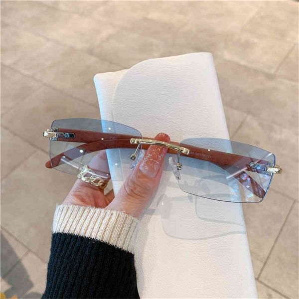 

75% off online shop kammpt rimless sunglasses for men women wooden pattern retro sun glasses shades travel outdoor, White;black