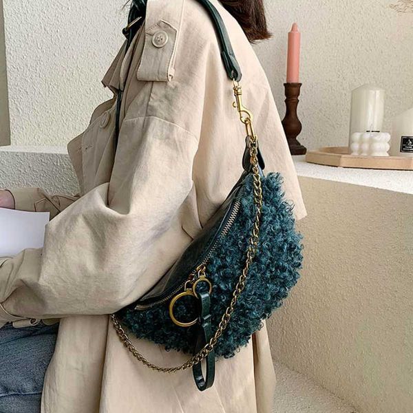 

elegant female small chest bag 2020 fashion new soft plush women's designer handbag chain shoulder messenger bag