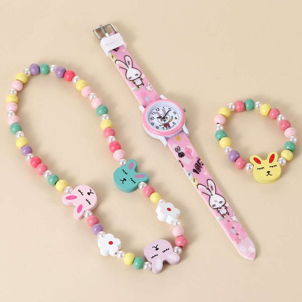 

quartz daimeng personality silicone fashion cartoon watch + children's necklace bracelet set (3pcs / set)fu6n, Slivery;brown