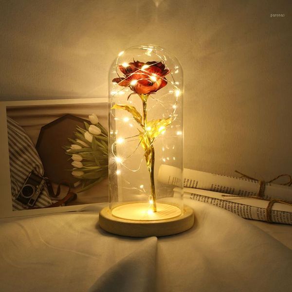 

decorative flowers & wreaths 5 colour beauty red rose in a glass dome on wooden base led light for valentine's gifts lamps christmas we