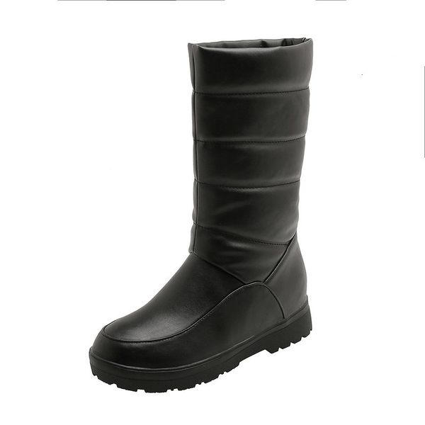 

2021 new women thick fur winter mid calf ladies snow boots height increasing comfortable shoes size 41 42 43 1dtw, Black