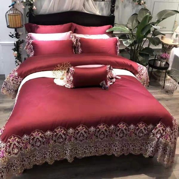

high-end 100 double-strand egyptian long-staple cotton four-piece set of satin cotton lace lace bedding1