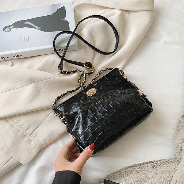 

shoulder bags stone pattern bag fashion shopping lady messenger chain leisure big solid color female
