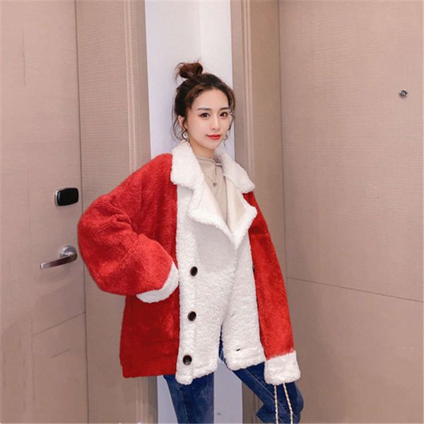 

lamb like wool stitching korean loose 2020 new sweater for women, White;black