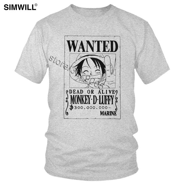 

sport fashion one piece wanted monkey d. luffy tee shirts men's print eco cotton t-shirt o-neck short sleeve japanese anime t-shirt