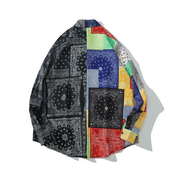 

ewq] 2020 autumn long sleeve retro print long sleeve trend plus size shirt loose laides blouse contrasting design runes blusas, White