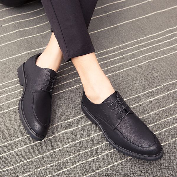 

2020 new cross-border 2020 autumn new mens leather shoes business formal wear casual shoes korean style trendy teen wedding shoes fashion sh, Black