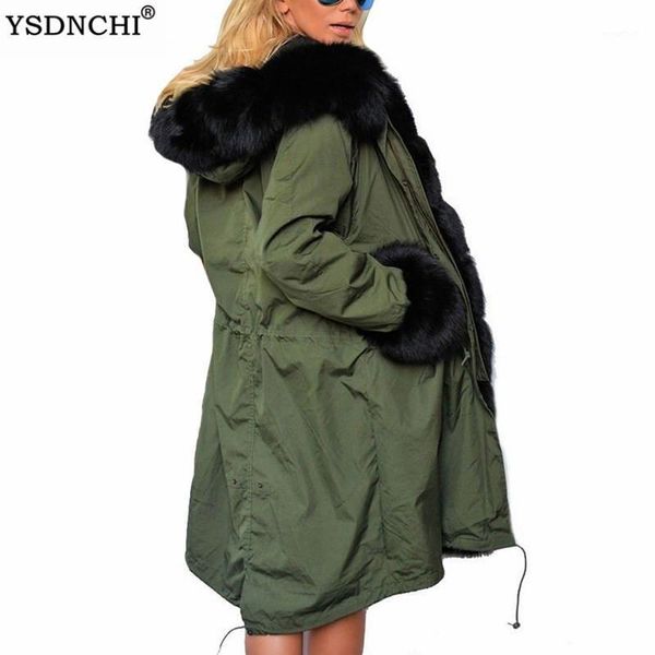 

ysdnchi long parkas female womens hooded winter jacket coat thick cotton warm jacket womens outwear parkas plus size fur coat1, Black;brown
