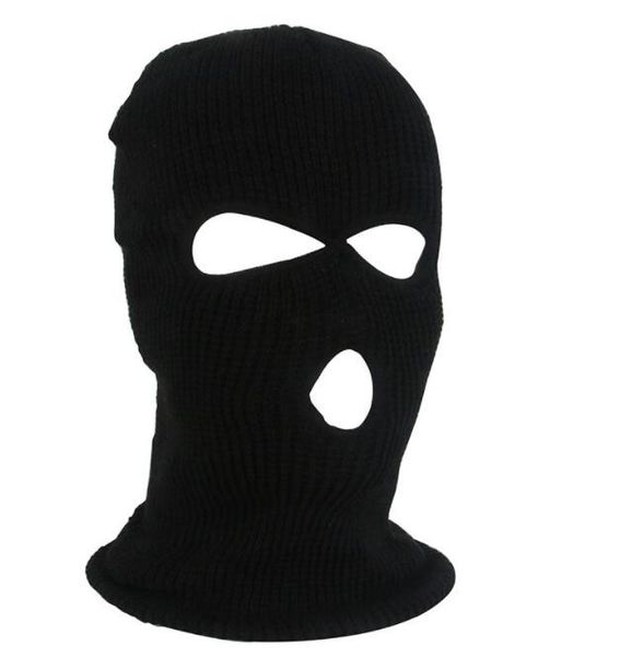 

3 hole cs warm beanie hat winter outdoor cycling skiing sports face cover masks tactical warmer cap scarf cheap, Black