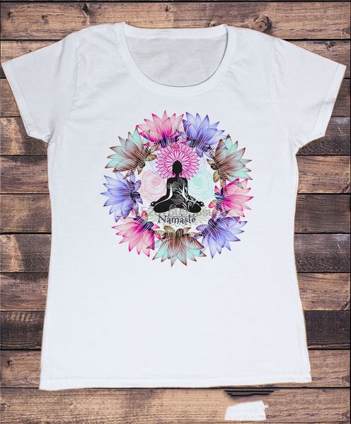 

t-shirt femmes namaste zen lotus fleurs yoga m&eacuteditation buddha imprim&eacute tsz4 cool tee shirt sport hooded sweatshirt hoodie