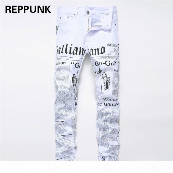 

men's jeans biker men skinny jeans homme 3d printed letter streewear slim fit denim pants male slim washed hip hop cotton jeans, Blue
