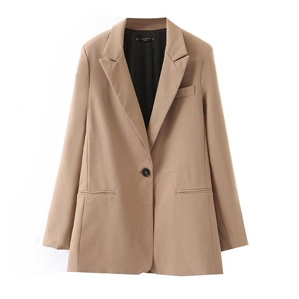 

women fashion long sleeve coat elegant turn-down collar pocket blazer suit coat fashion streetwear loose outerwear y830, White;black