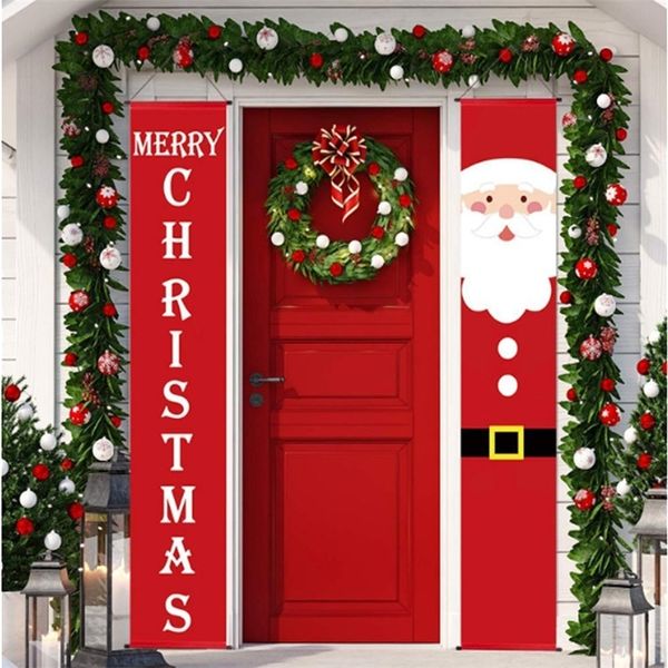 Huiran Feliz Natal Banner Para Porta Decorações de Natal para Casa Ornamento de Natal Xmas Navidad Noel Ano Novo 2021 20127