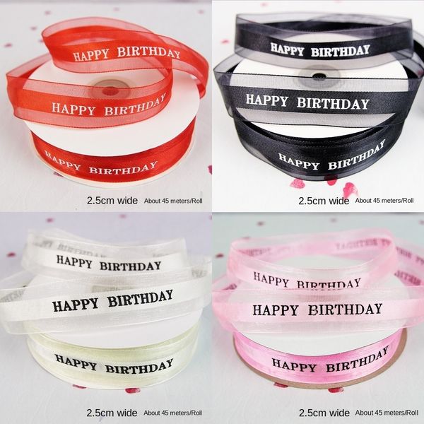 

ogv1v happy box cake letter cake kxpzb packing ribbon 2.5cm transparent mesh ribbon 1 box roll