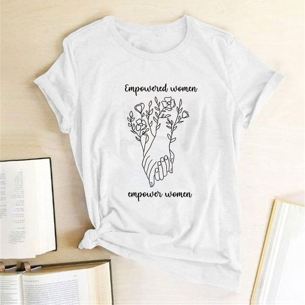 

empower women letter printed feminist t-shirt women short sleeve summer feminism shirt woman clothes graphic tee femme, White