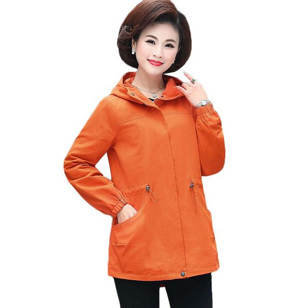 

2021 new plus size 5xl middle-aged women coat new spring autumn jacket hooded outerwear long-sleeved windbreakers female koe7, Black;brown