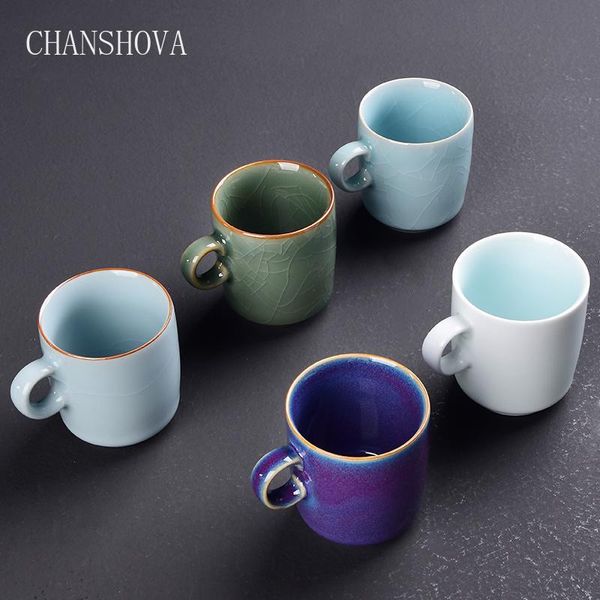 

chanshova 130мл китайский стиль творческий ретро цвет глазури круглый handgrip керамическая чашка кофе кружка фарфоровая малый чай кубок h04