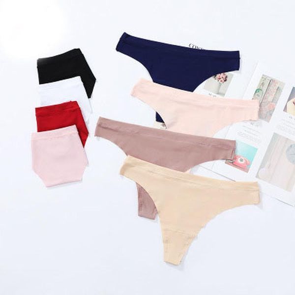 

women seamless smooth ice silk panties women solid color low-rise lingerie panty intimates briefs lady briefs underwear1, Black;pink