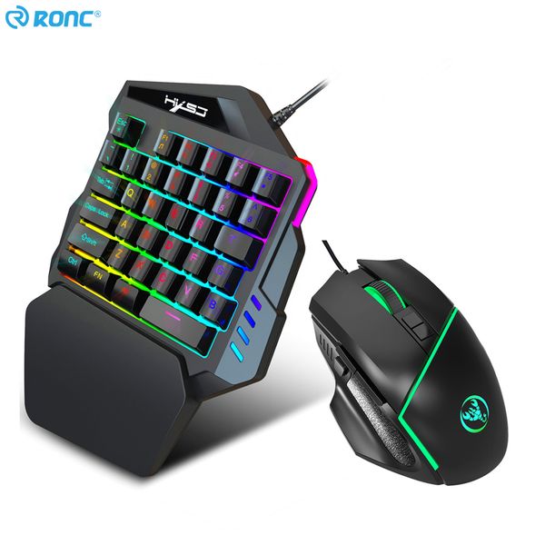 

v100 one-handed gaming mechanical keyboards mouse 35 keys colorful rgb backlit left hand portable mini keypad game controller keyboard for p