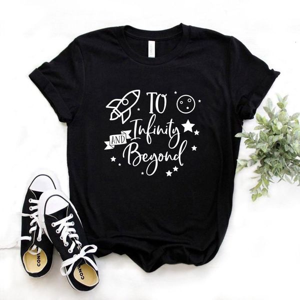 

women t shirt to infinity and beyond spaceship moon print tshirt women short sleeve o neck loose t-shirt ladies causal tee shirt, White