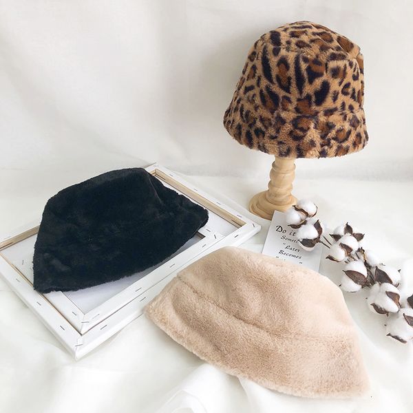 

autumn winter women faux rabbit fur leopard bucket hat ladies thick warm outdoor travel fisherman hat velvet panama girls bob, Blue;gray