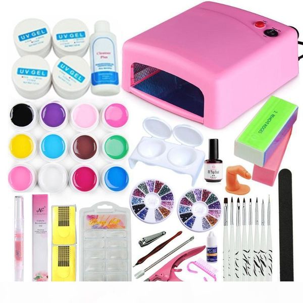 

nail kit false gel 12 color set uv lamp manicure 36 wr solon using