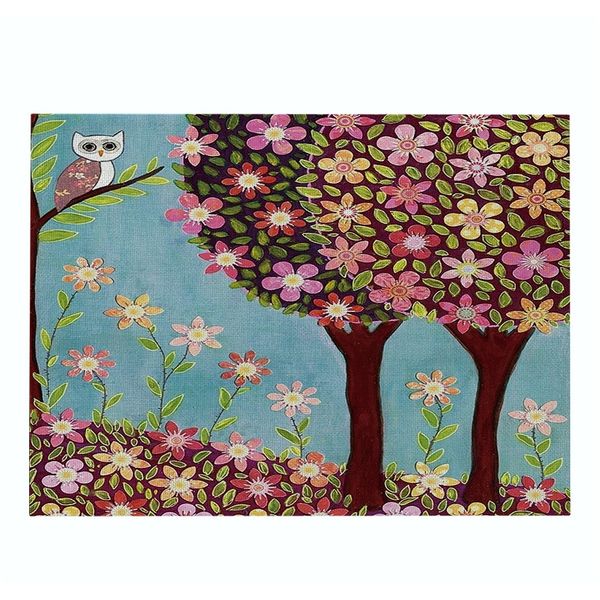 

flower tree western pad cotton linen placemat insulationoil painting dining table mat bowls coasters kitchen accessories f wmtkfh